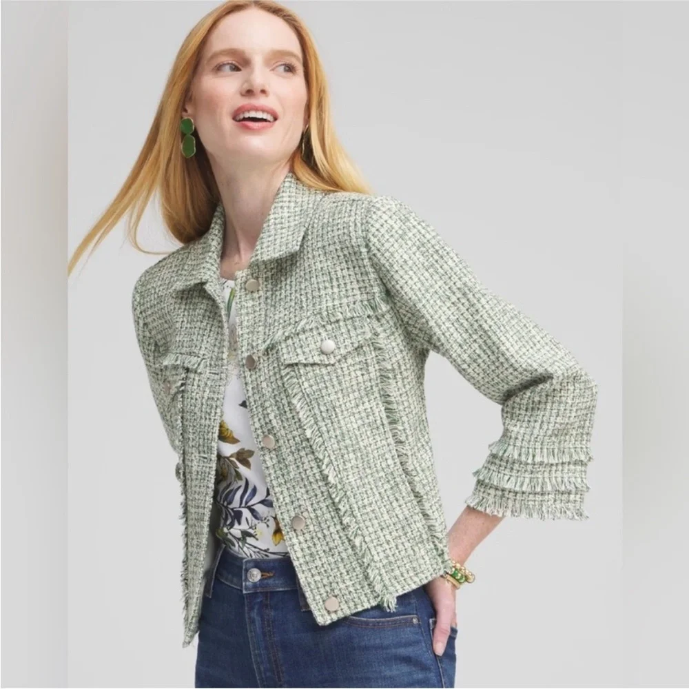 Chico's Green Tweed Blazer - Picture 3 of 11